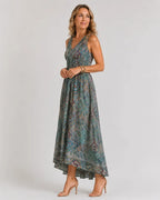 CLARA | VESTIDO MAXI PAISLEY DE CINTURA ELÁSTICA