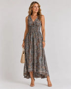 CLARA | VESTIDO MAXI PAISLEY DE CINTURA ELÁSTICA