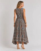 CLARA | VESTIDO MAXI PAISLEY DE CINTURA ELÁSTICA